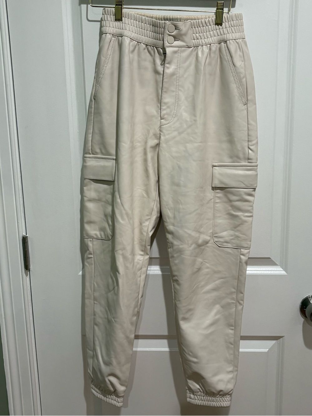 Abercrombie & Fitch Cream Vegan Cargo Joggers